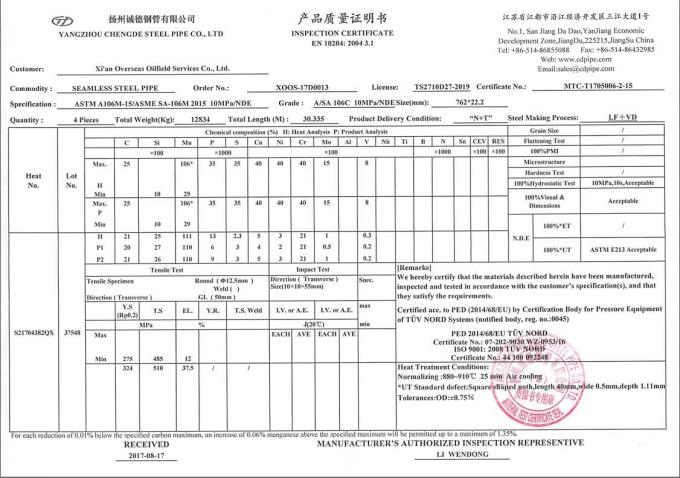 A/SA106 Gr. C MWT Alloy Steel Tube , Seamless Steel Tube For Theraml Power Generation